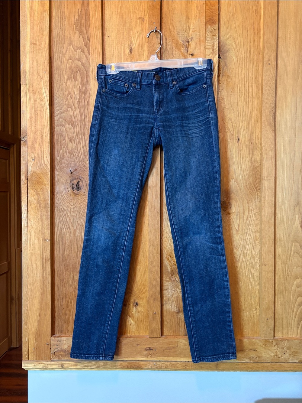 J. Crew Toothpick Dark Blue Wash Stretch Denim Low Rise Skinny Jeans, Waist 26